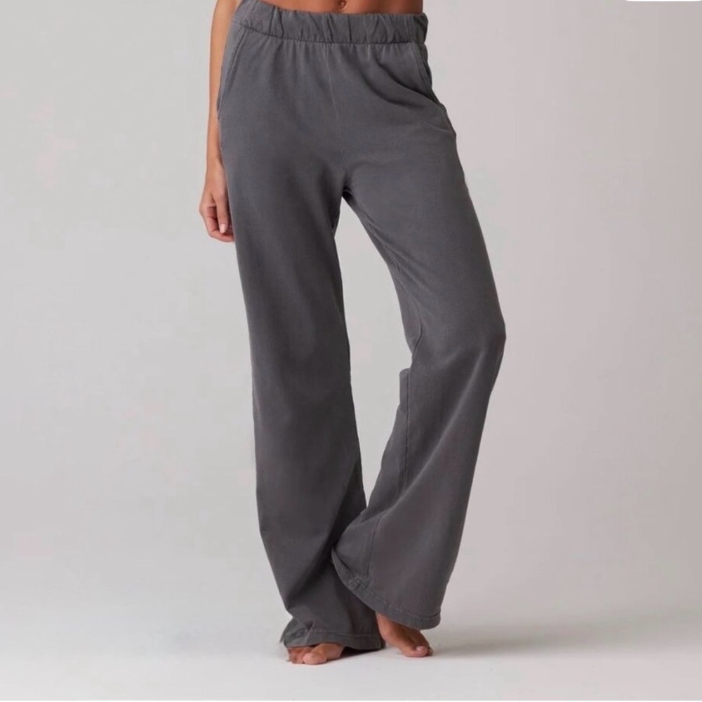 Talentless French Terry Wide Leg Lounge Pants Steel Grey Casual Streetwear Small